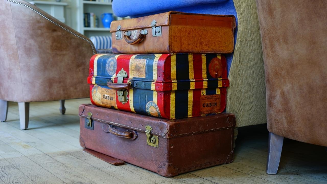 stack of vintage suitcases